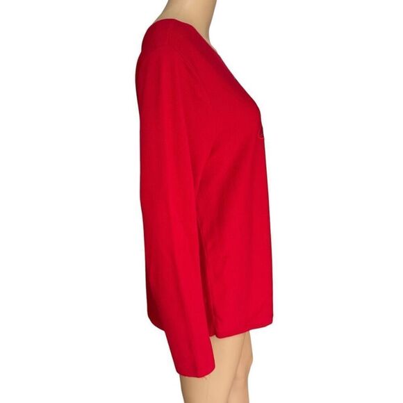 Chico’s red Embellished Floral Bateau-Neck Sweater size L - Picture 2 of 7
